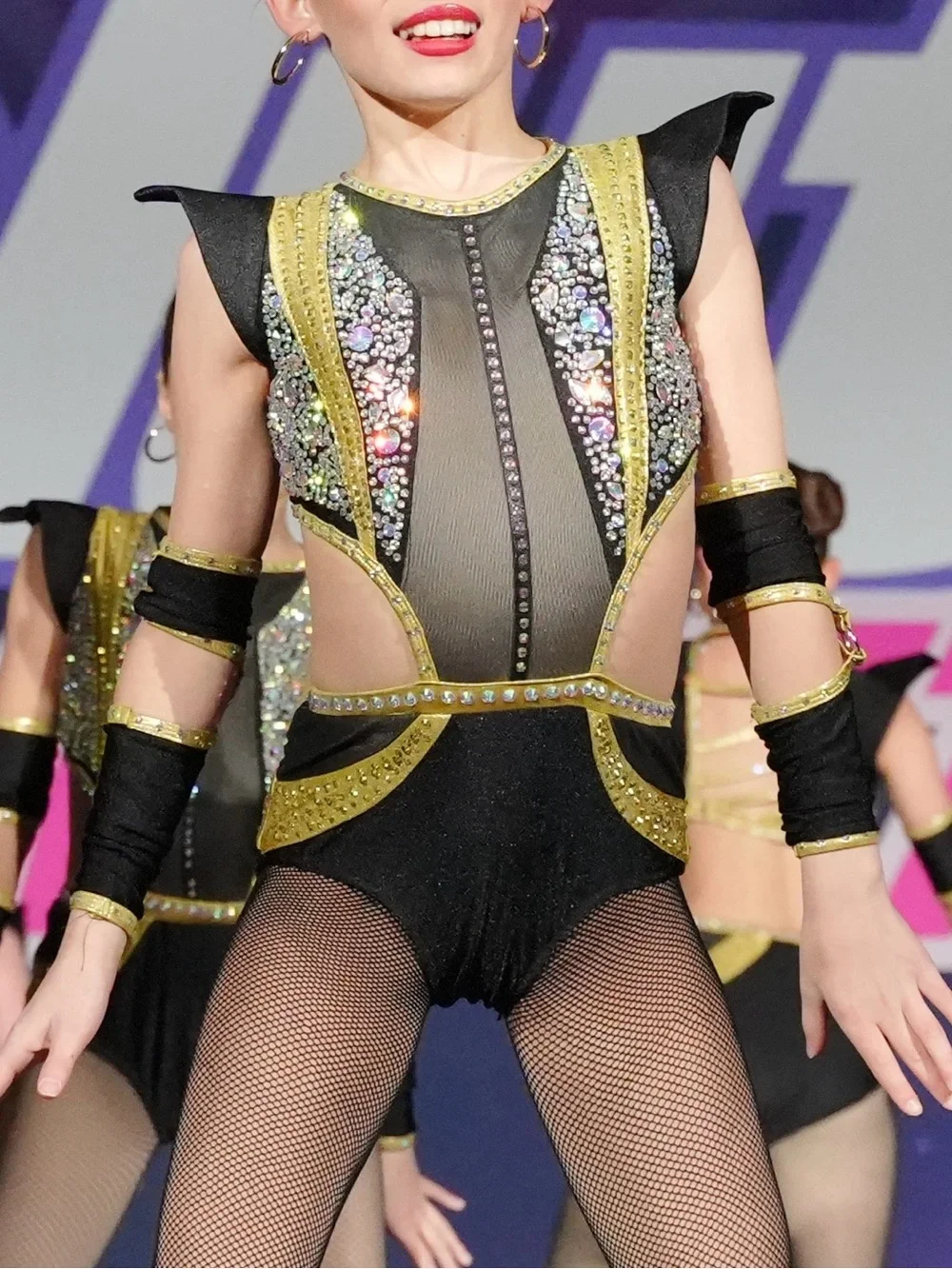 Glamour Black and Gold Sparkly Jazz Costume! Size LC